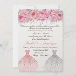 Twins Birthday Pink und Gold Einladung