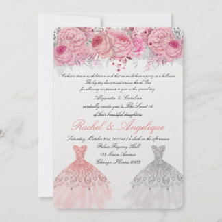 Twins Birthday Pink und Gold Einladung