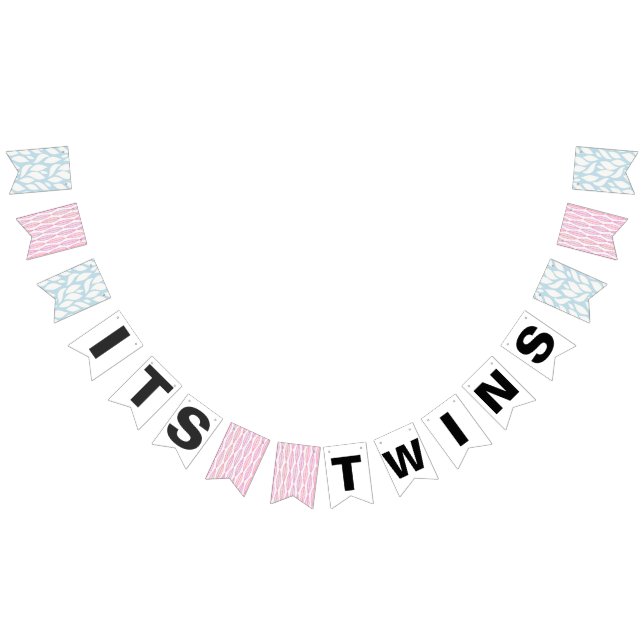 Twins Blue Pink Baby Showbläschen Jägerflags Wimpelkette (Alle)