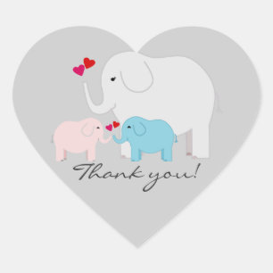 Twins Boy and Girl Elephant Danke Stickers