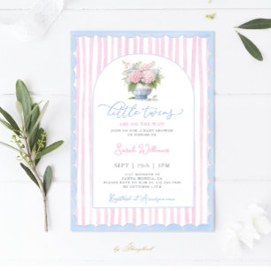 Twins Boy and Girl Grandmillennial Baby Shower Einladung