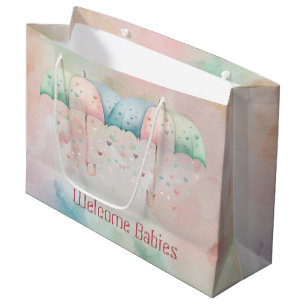 Twins Boy and Girl Shower Umbrella Geschenktasche Große Geschenktüte