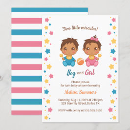 Twins Boy Girl Babydusche 2 Einladung