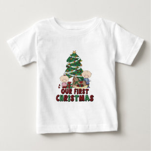 Twins Boy & Girl erste Weihnachtsfeier Baby T-shirt