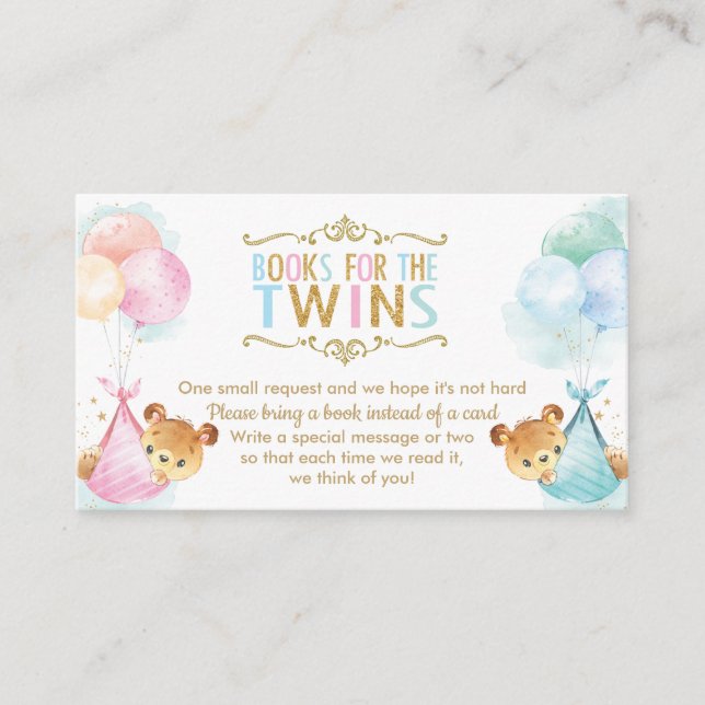 Twins Boy Girl Teddy Bears buchen Begleitkarte (Vorderseite)
