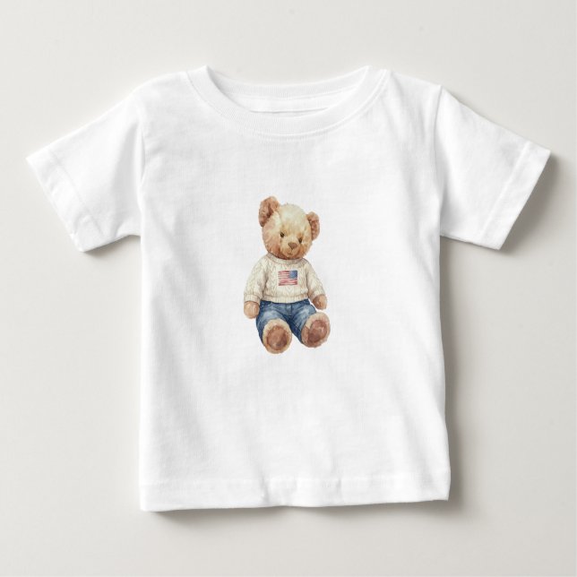 Twins boy teddy bear birthday t shirt (Vorderseite)