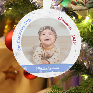 Twins Boys 2 Fotos First Merry Little Christmas Ornament