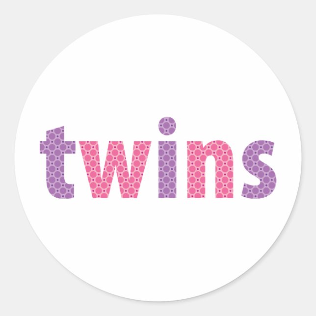 TWINS COLLECTION - Mädchen {violett + rosa} Runder Aufkleber (Vorderseite)
