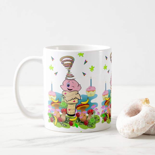Twins Cupcake Happy Birthday Mug  (Avec donut)