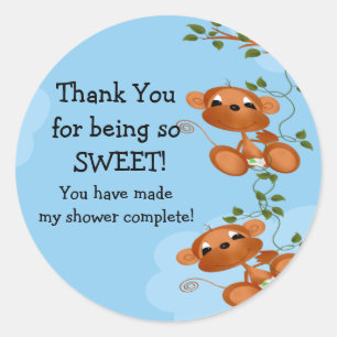 Twins Danke, Monkey Baby Shower Sticker