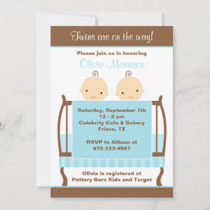 Twins dans Blue Crib Invitations