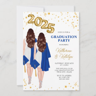 Twins Double Graduation Party Einladung