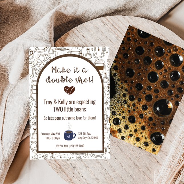 Twins Double Shot Coffee Baby Dusche Einladung (Von Creator hochgeladen)