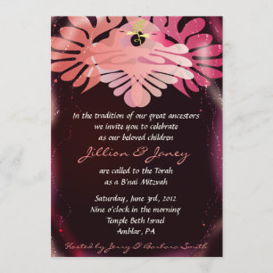 Twins Dove of Peace B'nai Bat Mitzvah Einladung