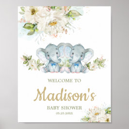 Twins Elephant Twin Boys Baby Dusche Begrüßungszei Poster