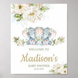 Twins Elephant Twin Girls Babydusche Begrüßungszei Poster