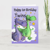 Twins Erste Geburtstagskarte - Niedliche Drachen