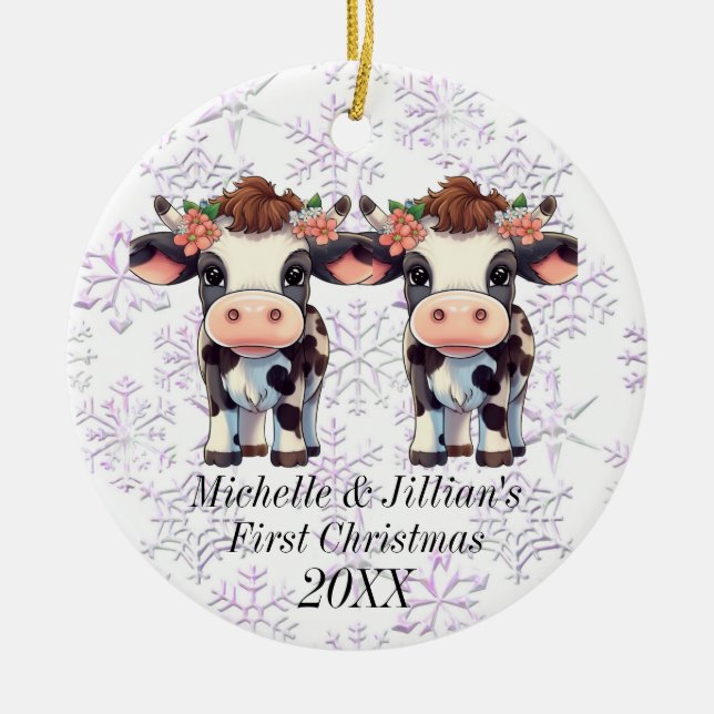 Twins Erste Weihnachtsfeier Keramik Ornament (Vorne)