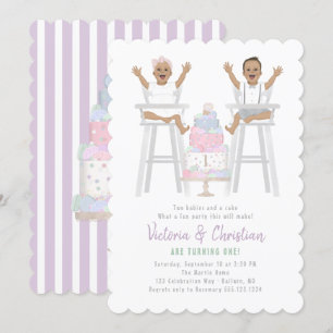 Twins erster Geburtstag Smash Cake Einladung