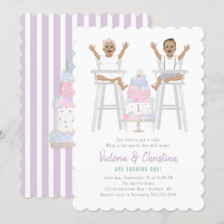 Twins erster Geburtstag Smash Cake Einladung