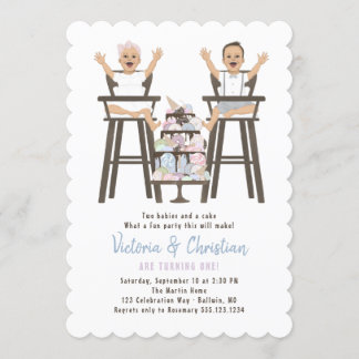 Twins erster Geburtstag Smash Cake Einladung