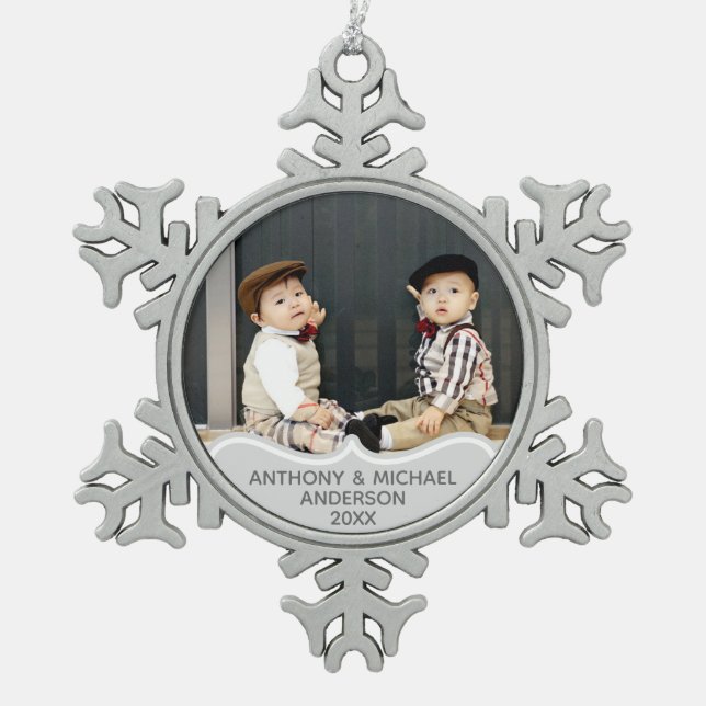 TWINS First Christmas FOTO Ornament Babys (Vorderseite)