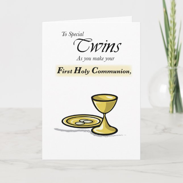 Twins First Communion Gold Chalice, Paten Karte (Vorderseite)