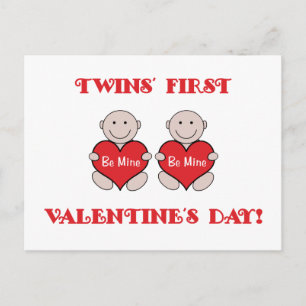 Twins First Valentines Feiertagspostkarte