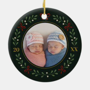 Twins Foto Kränze Ornament - Dunkelgrün