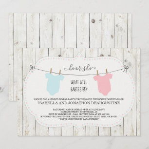 Twins Genre Révéler Invitation Vêtements Rustiques