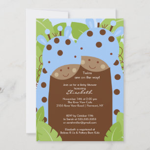 Twins Giraffe Babydusche Einladung Twin Boys