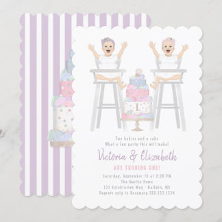 Twins Girls Geburtstag Smash Cake Einladung