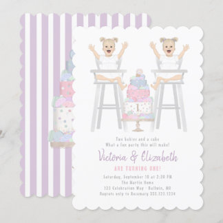 Twins Girls Geburtstag Smash Cake Einladung