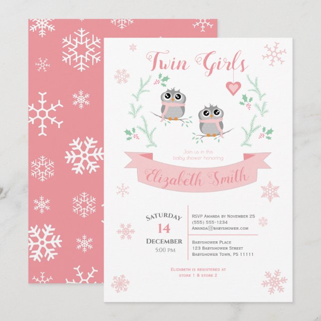 Twins Girls Niedliche Wüstendusche Einladung (Vorne/Hinten)