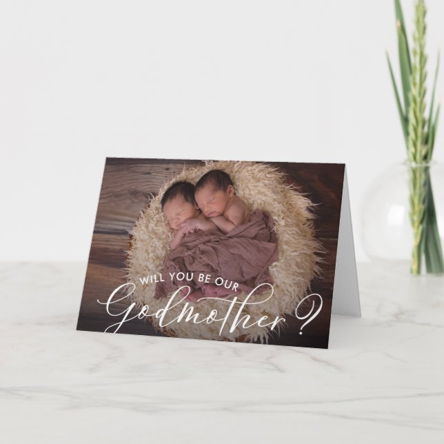 Twins Godmutters Vorschlag Foto Karte (Vorderseite)