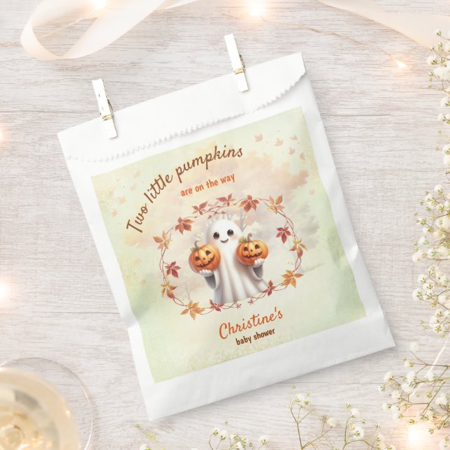 Twins Halloween Pumpkin Ghost Unisex Baby Dusche Geschenktütchen (Ausgeschnitten)