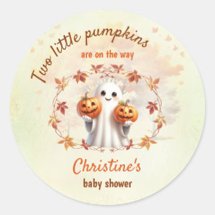 Twins Halloween Pumpkin Ghost Unisex Baby Dusche Runder Aufkleber