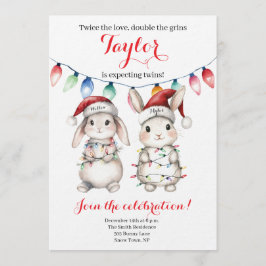 Twins Holiday Lights Baby Shower Invitation Einladung