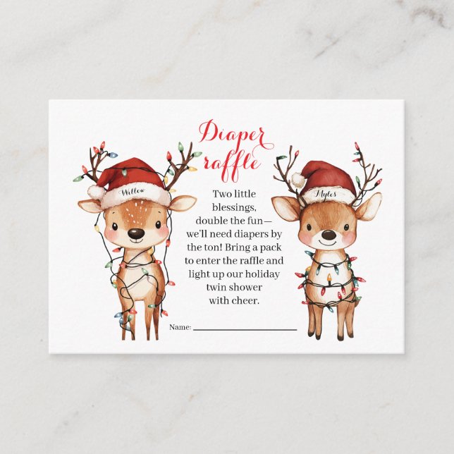 Twins Holiday Lights Diaper Raffle Card Begleitkarte (Vorderseite)
