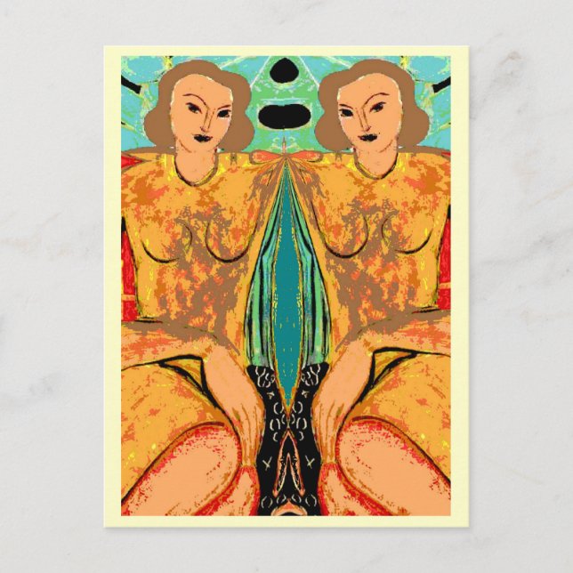 Twins Matisse Style Postkarte (Vorderseite)