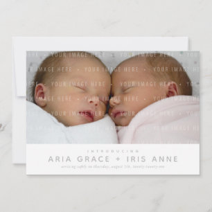 TWINS MODERN BABY FOTO einfache minimalistische Ar Ankündigung
