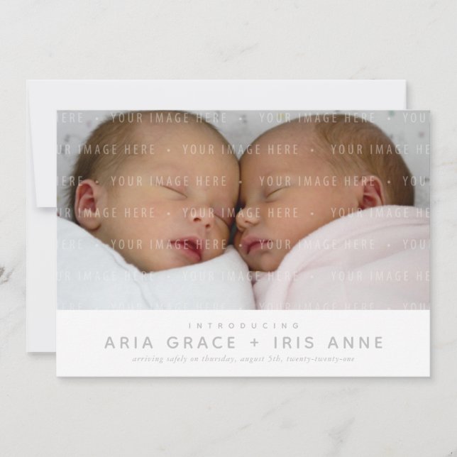 TWINS MODERN BABY FOTO schlicht minimalistisch Ankündigung (Vorderseite)