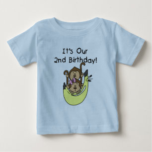 Twins Monkey Boy and Girl 2. Geburtstag Baby T-shirt