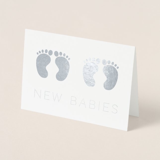 Twins New Babys Silver Folienkarte (Vorderseite)