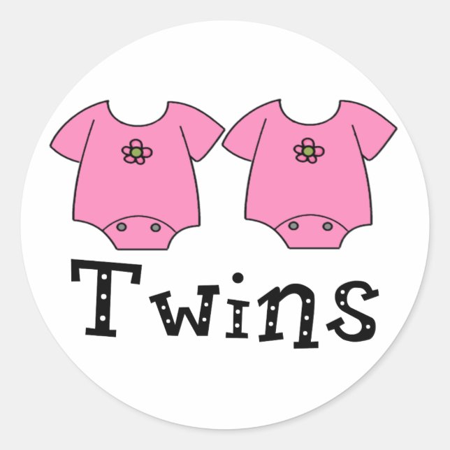 Twins Niedlich Bodysuit 2 Girls Runder Aufkleber (Vorderseite)