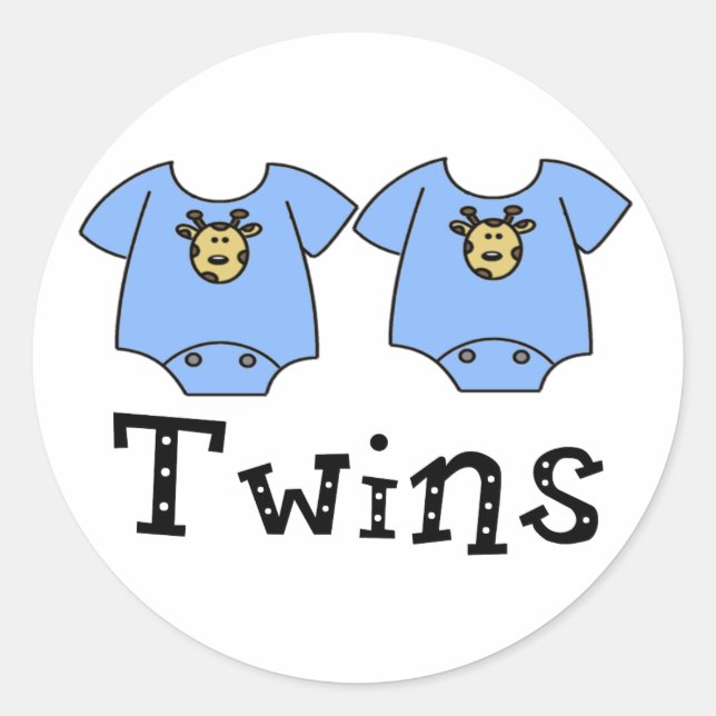 Twins Niedlich Bodysuit 2 Jungs Runder Aufkleber (Vorderseite)