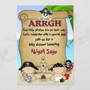 Twins Niedlich Little Pirates Buccaneers Babydusch Einladung