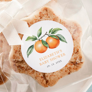 Twins Orange Baby Shower Runder Aufkleber