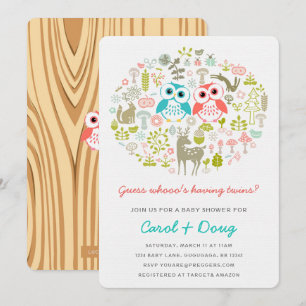 Twins Owl Baby Dusche Invite Boy Gril Einladung
