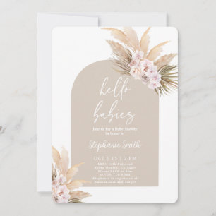 Twins Pampas Grass Baby Shower Einladung